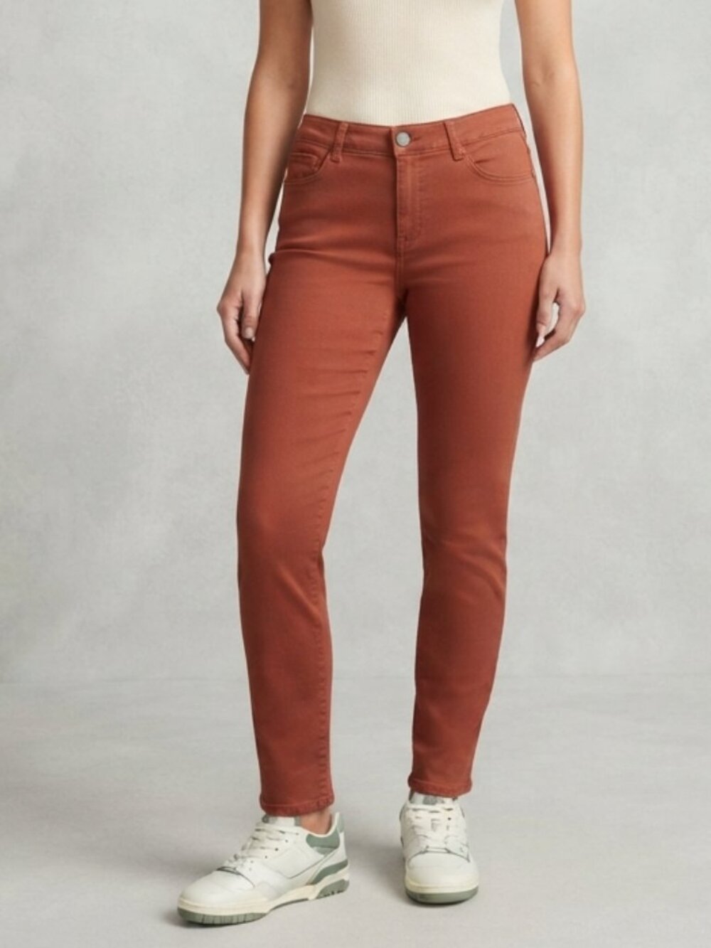 Democracy Womens Ab Solution Skinny Ankle Pants Rust Terracotta Jegging Size 8